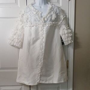 CQ by CQ  white jacket with  pckets upper lace Sz L NWT
